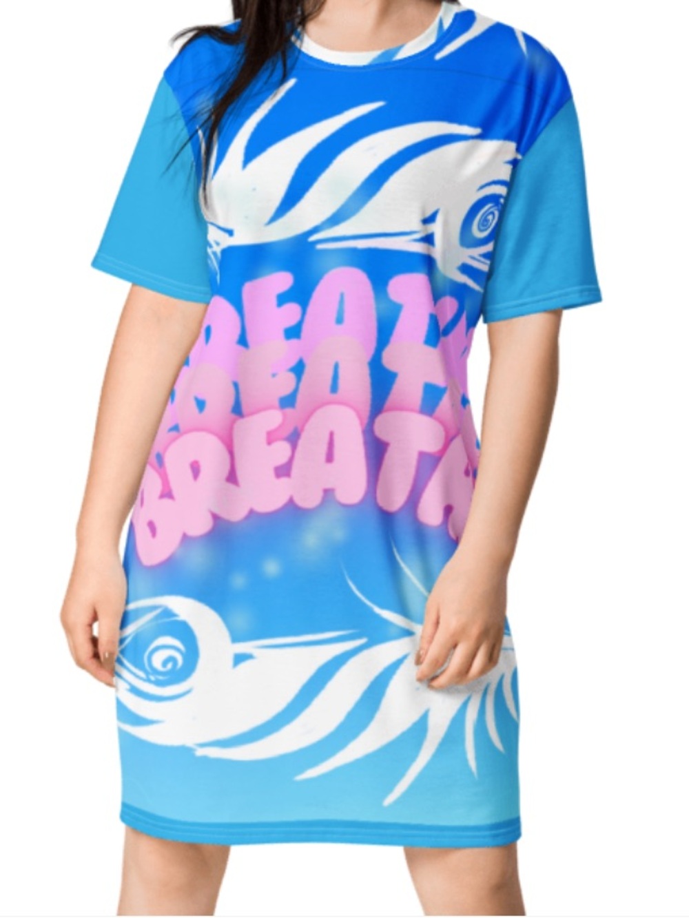 Festival Edit! Bright Blue and Pink Pop Art “Breathe” T-Shirt Dress! 💙